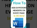 How To Add Different Header On Each Page In Ms word