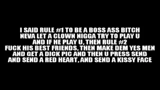 nicki minaj boss ass bitch remix lyrics on the screen