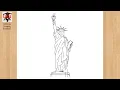 How to Draw a Statue of Liberty Easy Lady Liberty Sketch Step by Step Drawing Ellis Island