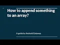 How to append something to an array