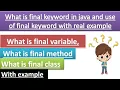 what is final variable final method and final class in java final keyword in java with examples