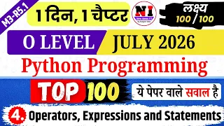 Python Programming M3-R5 1 MCQs Top 100 Python MCQs Chap 4 Operators Expressions and Python