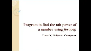 Python program to find the nth power of a number using for loop