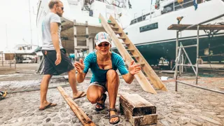 REAL LIFE aboard our 50ft Sailboat (on the HARD out of the blue) | EE 104