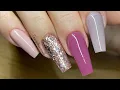 Long Coffin Nails with glitter