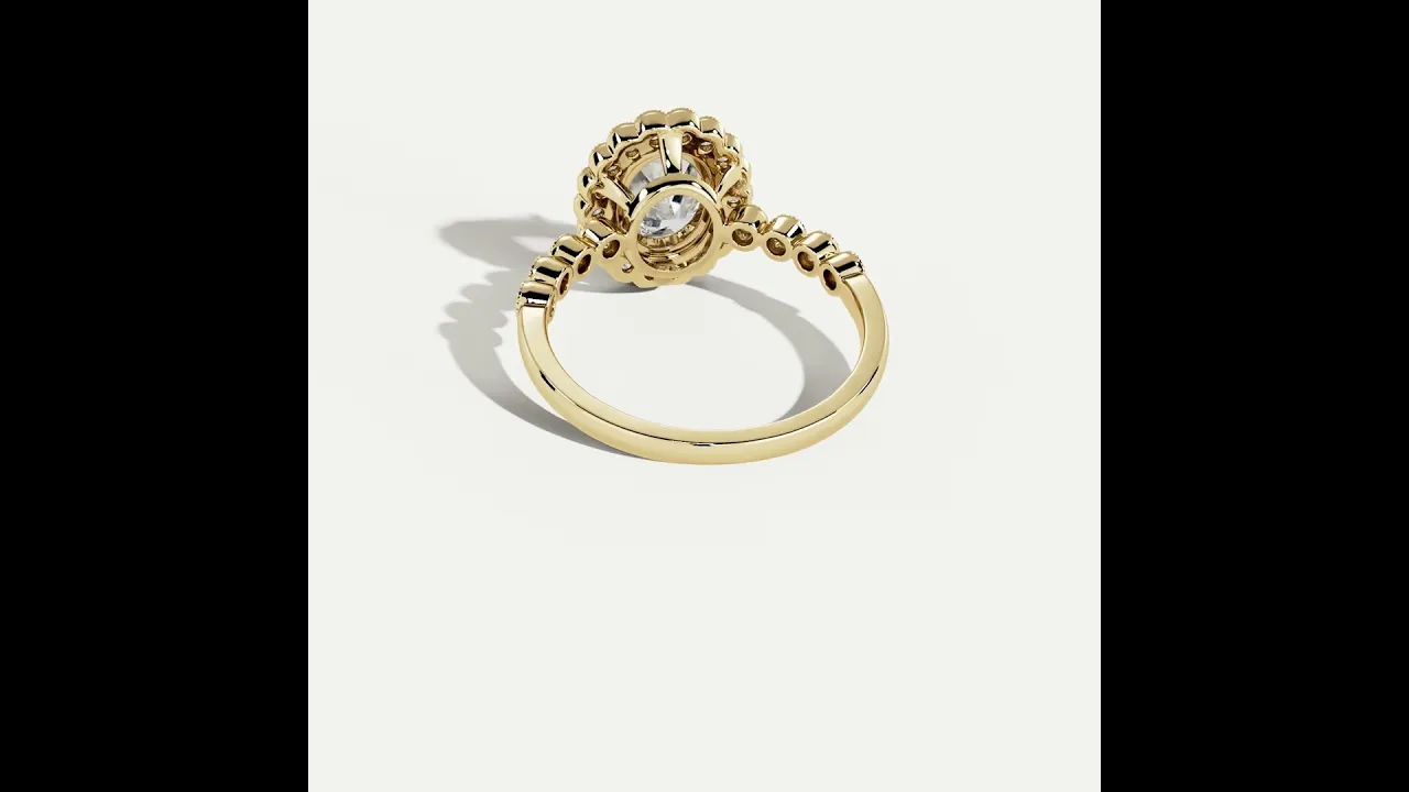Kelly丨Oval Lab-Grown Diamond Milgrain Halo Engagement Ring