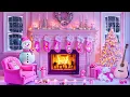 Cozy Pink Christmas Fireplace Ambience Instrumental Christmas Music Pink Christmas Background