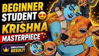 Beginner Student Made THIS Krishna Aari Work 😍 Unbelievable Result | aari work for beginners
