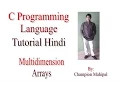 C Programming Language Tutorial in Hindi 33 Multidimensional Arrays