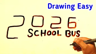 School Bus Drawing from 2026 | How to Turn Number into Drawing | Step By Step Easy Drawing