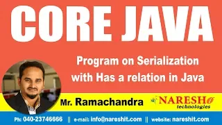 Core Java Tutorials Program on Serialization with Has a relation in Java Mr Ramachandra