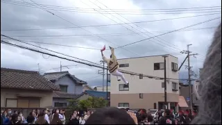 令和4年だんじり祭り 鳳地区 北王子 大工方が電線に引っかかる 