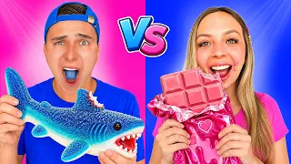 24 HORAS COMIENDO DULCES AZUL VS ROSA!!