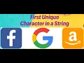 AMAZON CODING INTERVIEW QUESTION - FIRST UNIQUE CHARACTER IN A STRING LeetCode JavaScript
