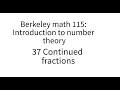 Lagu Introduction to number theory lecture 37 Continued fractions