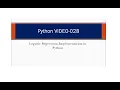 Python Programming 28 Logistic Regression in Python Venky