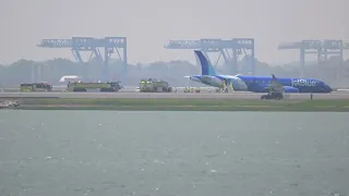 JetBlue Flight Skids Off Runway During Landing at Boston Logan Airport