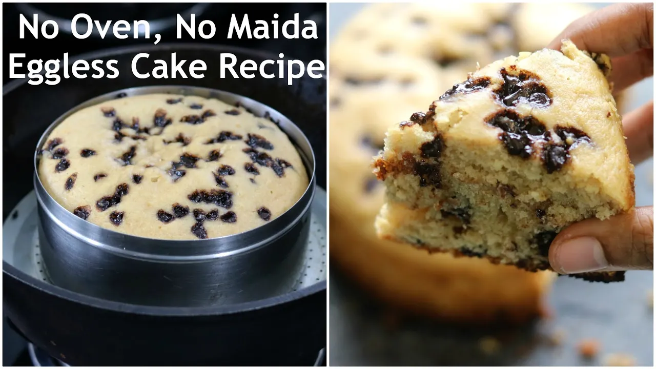 Eggless Cake Without Oven & Maida - How To Make Cake Without Oven - Skinny Recipes