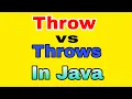 Difference Between Throw and Throws In Java In Hindi