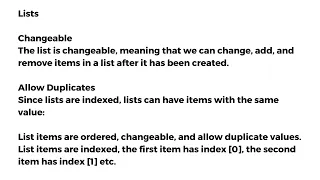 Python Lists Ordered changeable and allow duplicates