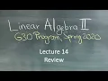 Linear Algebra II G30 Program Lecture 14 Review