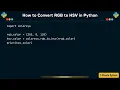 How to Convert RGB to HSV in Python