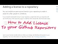 How to Add License to your GitHub Repository Step by Step Tutorial