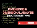 Physics Made Easy Dimensions Dimensional Analysis Practice Questions