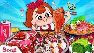 SEEGI Camping Mukbang | ASMR Fire Noodles & Korean BBQ | Korean food recipes! Eat!