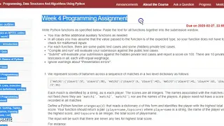 Week 4 Programming Assignment Programming Data Structures and algorithms using Python 2020