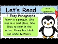 Reading Comprehension for Kindergarten Grade 1 4 Easy Paragraphs with Questions