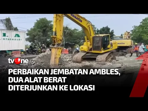 Dua Unit Alat Berat Dikerahkan ke Lokasi Jembatan Ambles di Lamongan