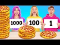 EXTREME 1000 LAYERS OF FOOD CHALLENGE Big VS Medium VS Small Plate by 123 GO FOOD