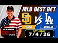 Padres vs Dodgers 26 MLB Best Bet - MLB Pick Prediction