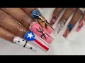 Part 2 Design Puerto Rico Long Coffin Nails Design Inspo ACRYLIC NAILS Tutorial REAL TIME