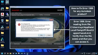 Download How to fix Error 1309 for any Autodesk products | How to solve the AutoCAD error 1309 MP3