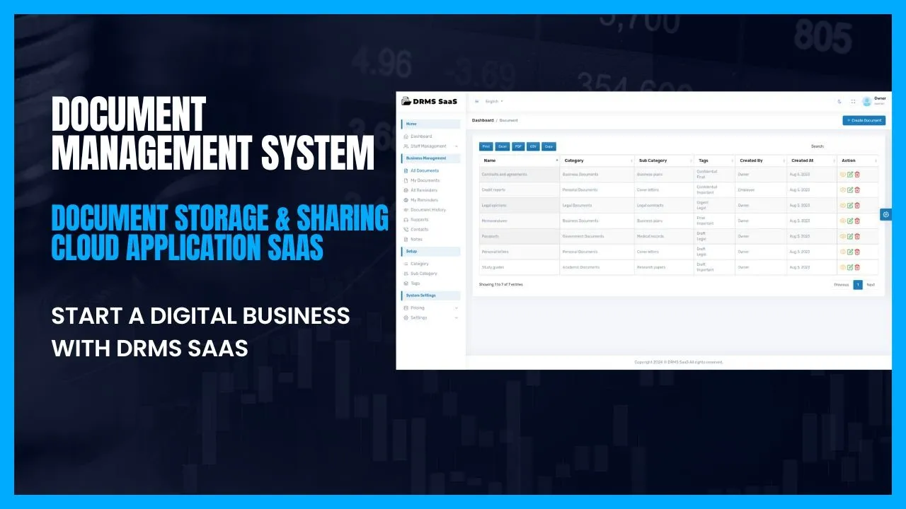 SaaS - Digital Record Management System | Digital Asset Management Software + Reminder | DRMS SaaS
