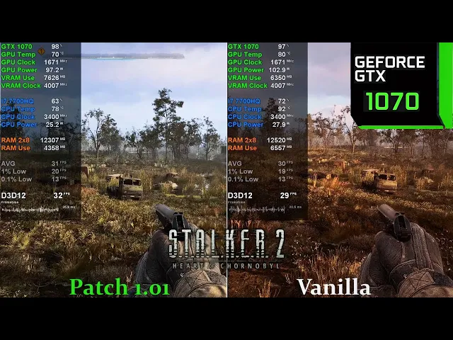 STALKER 2 Patch 1.01 - Performance Comparison With Release Game | GTX 1070 Laptop | I7 7700HQ |