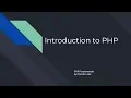 Introduction to PHP
