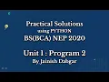Python Practical 2 Sum of Two Complex Numbers BCA Sem 5 NEP 2020 By Jainish Dabgar
