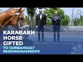 Download Lagu Karabakh horse named “Dostlug” presented to Gurbanguly Berdimuhamedov at Jidir Duzu plain