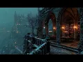 Victorian Library Balcony Overlooking a Snowy Castle❄️Dark Academia Winter Ambience |Classical Piano
