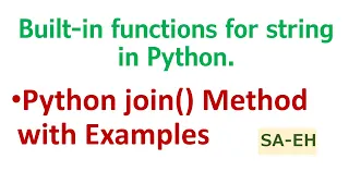 Python join String join Built-in functions in Python CBSE Python join with examples