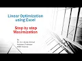 Linear Programming Optimization using Excel step by step Maximization using LPP
