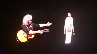 queen brian may with freddie mercury video love of my life live birmingham