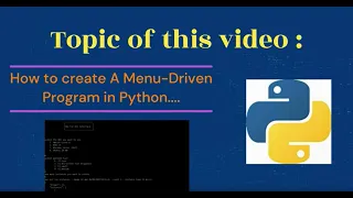 How to Create Menu Driven Program in Python