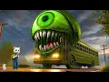 😱🚌 The kitten encountered a mutated school bus creature on its way to school! 🐱💥 #ai #catshorts