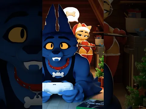 Juno feeds Christmas cookies to her lazy werewolf boyfriend! #3danimation #couplecomedy #furry