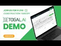 Full length live demo of Togal AI doing a construction takeoff recording