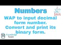 Program to print Binary form of a Decimal form number Numbers JAVA ICSE